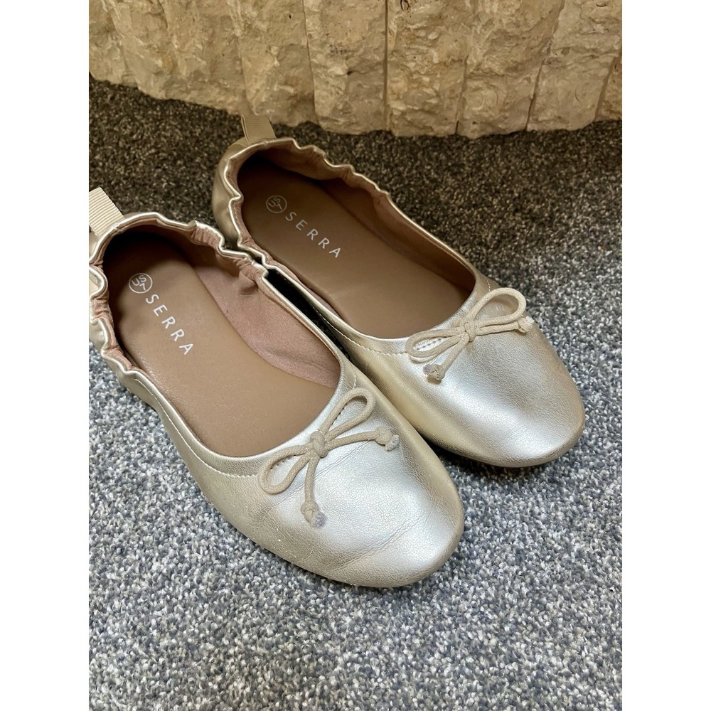 Serra Women's Size 7 Gold Ballet Flats Slip-On Round Toe